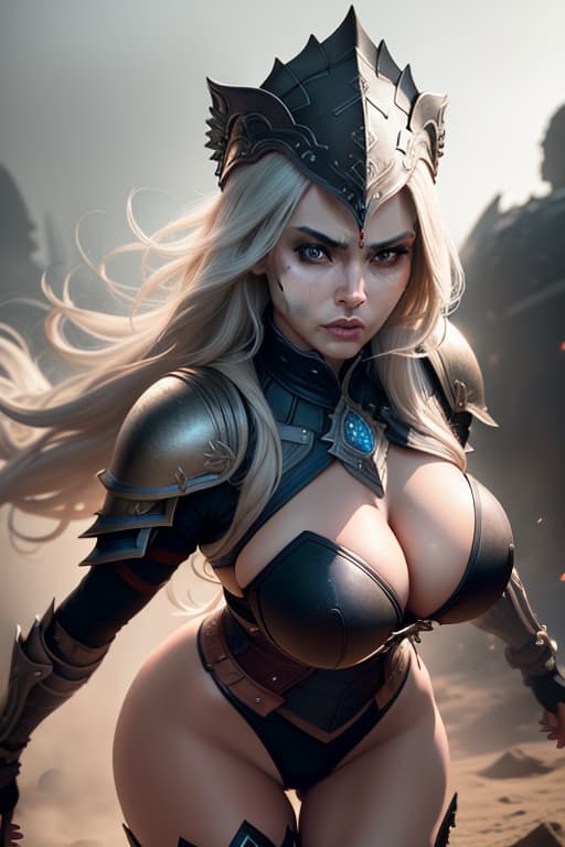  ((best quality)), ((masterpiece)), (detailed), beautiful face, female warrior, (defiance512:1.2), big eyes, heavy black iron armor, detailed helmet, intense gaze, battle ready, contrasting soft skin, (lighting:1.2), close up portrait, 4:3 aspect ratio, big breasts, swimsuit hyperrealistic, full body, detailed clothing, highly detailed, cinematic lighting, stunningly beautiful, intricate, sharp focus, f/1. 8, 85mm, (centered image composition), (professionally color graded), ((bright soft diffused light)), volumetric fog, trending on instagram, trending on tumblr, HDR 4K, 8K