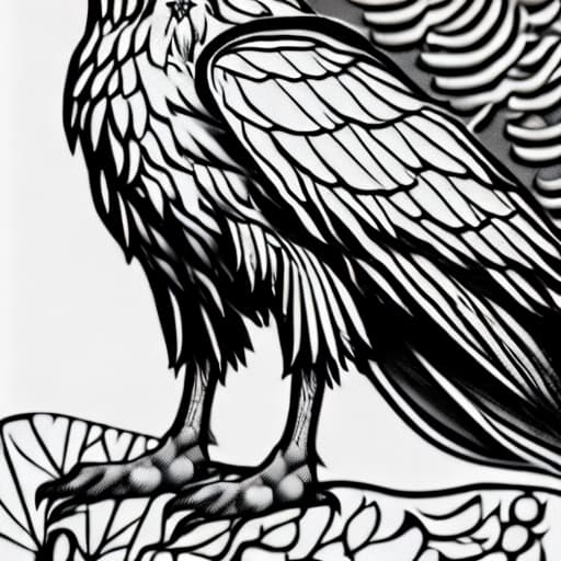  imagen bella lineal en blanco y negro para pintar. aguila pichon en forma de ilustracion