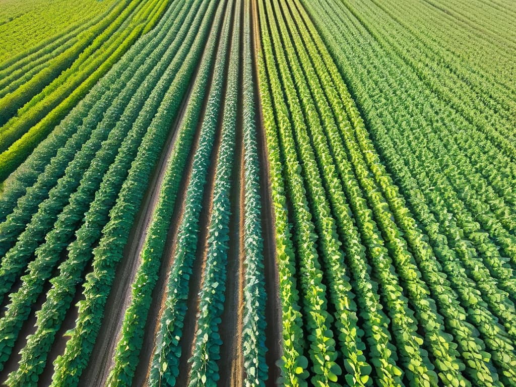  A beautifully composed, highly detailed image of a lush green field with rows of vibrant, flourishing soybean plants under a clear blue sky. Each plant is laden with plump, ripe soybeans ready for harvesting, showcasing the natural source of vegan protein used in dairyfree alternatives like soy milk and tofu. The sunlight illuminates the scene, highlighting the intricate details of the leaves, pods, and soil beneath, capturing the essence of sustainable, plantbased nutrition in a visually stunning and inspiring way. hyperrealistic, full body, detailed clothing, highly detailed, cinematic lighting, stunningly beautiful, intricate, sharp focus, f/1. 8, 85mm, (centered image composition), (professionally color graded), ((bright soft diffused light)), volumetric fog, trending on instagram, trending on tumblr, HDR 4K, 8K