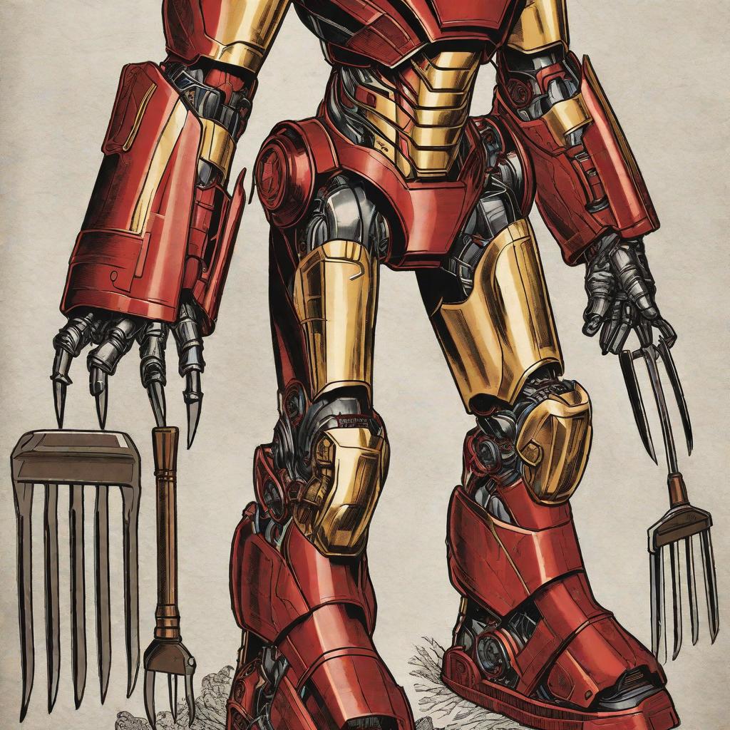  Iron Man with five hands and a nine-tooth rake