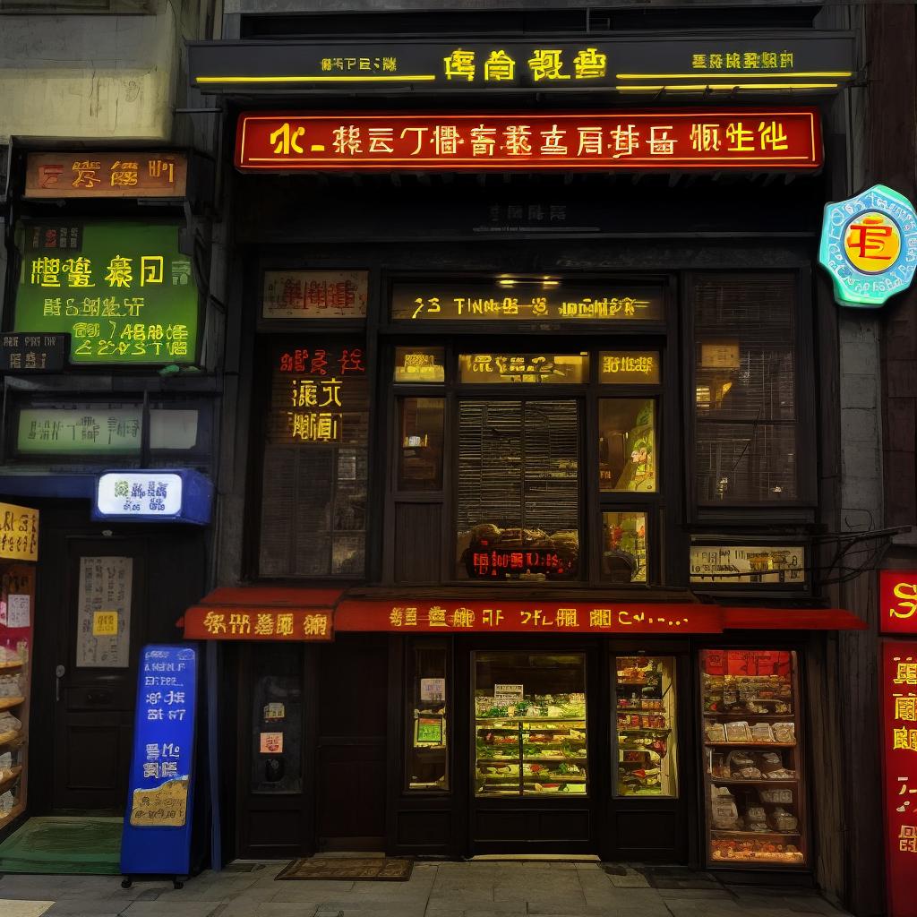  Masterpiece, best quality, a stewed duck shop with a luminous signboard at the entrance. The name is duck time.