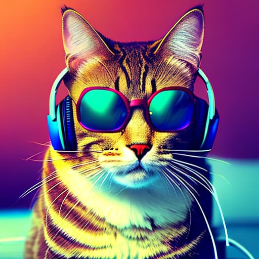 nvinkpunk Realistic image of a cat wearing headphones and reading glasses while riding a bus. hyperrealistic, full body, detailed clothing, highly detailed, cinematic lighting, stunningly beautiful, intricate, sharp focus, f/1. 8, 85mm, (centered image composition), (professionally color graded), ((bright soft diffused light)), volumetric fog, trending on instagram, trending on tumblr, HDR 4K, 8K