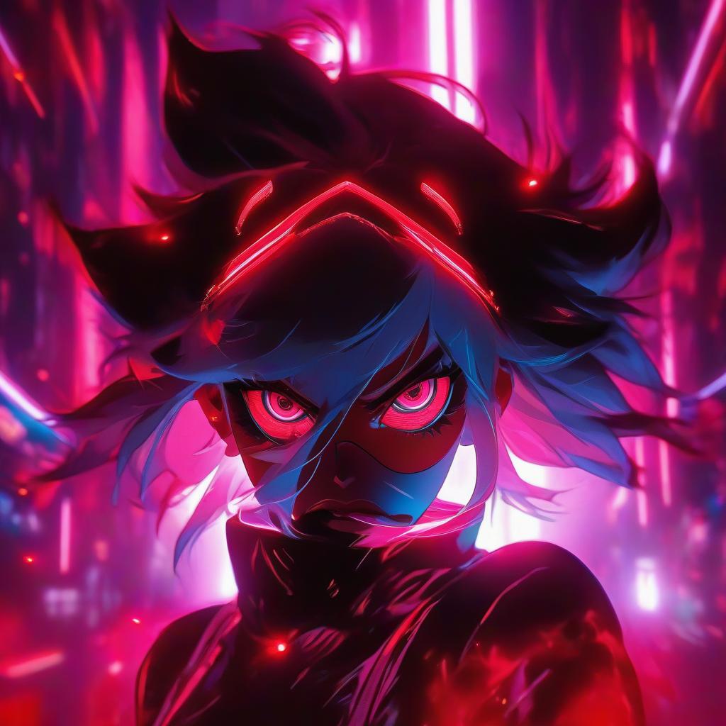  cinematic photo a girl with pink eyes standing in front of a red light, anime epic artwork, technological sunglasses, malicious, wlop : :, bright red glowing water, rage, black square glasses, corrupted, streaming on twitch, 2 d cg, || very anime, unknown, malevolent, ecchi . 35mm photograph, film, bokeh, professional, 4k, highly detailed hyperrealistic, full body, detailed clothing, highly detailed, cinematic lighting, stunningly beautiful, intricate, sharp focus, f/1. 8, 85mm, (centered image composition), (professionally color graded), ((bright soft diffused light)), volumetric fog, trending on instagram, trending on tumblr, HDR 4K, 8K