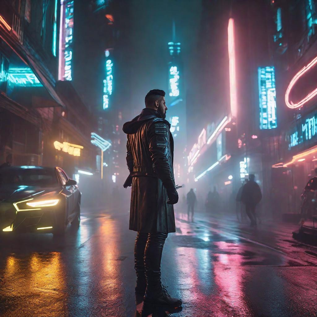  Draw a cyberpunk night road hyperrealistic, full body, detailed clothing, highly detailed, cinematic lighting, stunningly beautiful, intricate, sharp focus, f/1. 8, 85mm, (centered image composition), (professionally color graded), ((bright soft diffused light)), volumetric fog, trending on instagram, trending on tumblr, HDR 4K, 8K