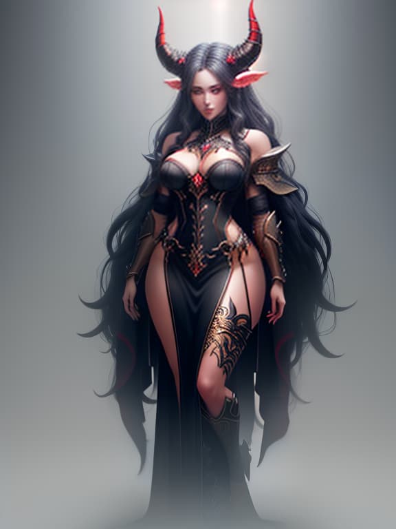  Full body portrait, women, beautiful body, ho hair, red eyes, big horns, bones growth on body, runes on horns, runes on body, fantasy concept art style hyperrealistic, full body, detailed clothing, highly detailed, cinematic lighting, stunningly beautiful, intricate, sharp focus, f/1. 8, 85mm, (centered image composition), (professionally color graded), ((bright soft diffused light)), volumetric fog, trending on instagram, trending on tumblr, HDR 4K, 8K