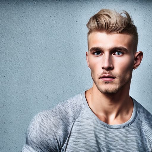 portrait+ style Russian queer fitness model blonde hunk dude face