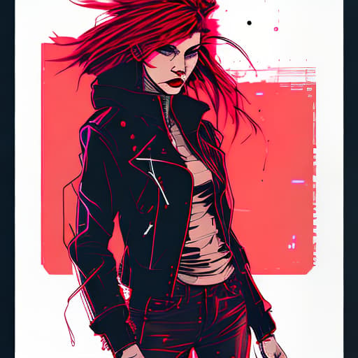 nvinkpunk Woman with red hair and a black jacket