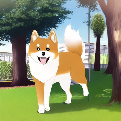  shiba inu dog, at a park