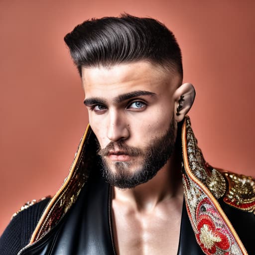 portrait+ style Russian MMA queer brunette hunk dude face