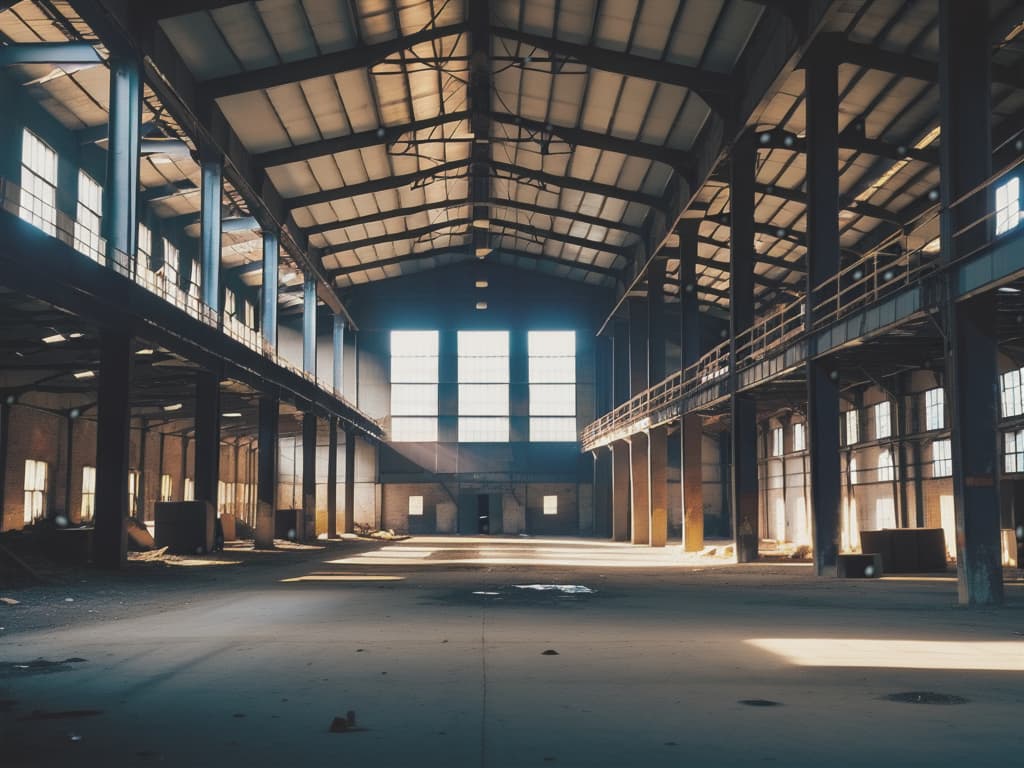 cinematic photo Abandoned warehouse. . 35mm photograph, film, bokeh, professional, 4k, highly detailed
