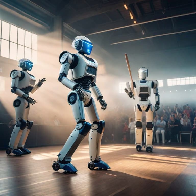  Robot playing cricket with robots cheering from seats hyperrealistic, full body, detailed clothing, highly detailed, cinematic lighting, stunningly beautiful, intricate, sharp focus, f\/1. 8, 85mm, (centered image composition), (professionally color graded), ((bright soft diffused light)), volumetric fog, trending on instagram, trending on tumblr, HDR 4K, 8K