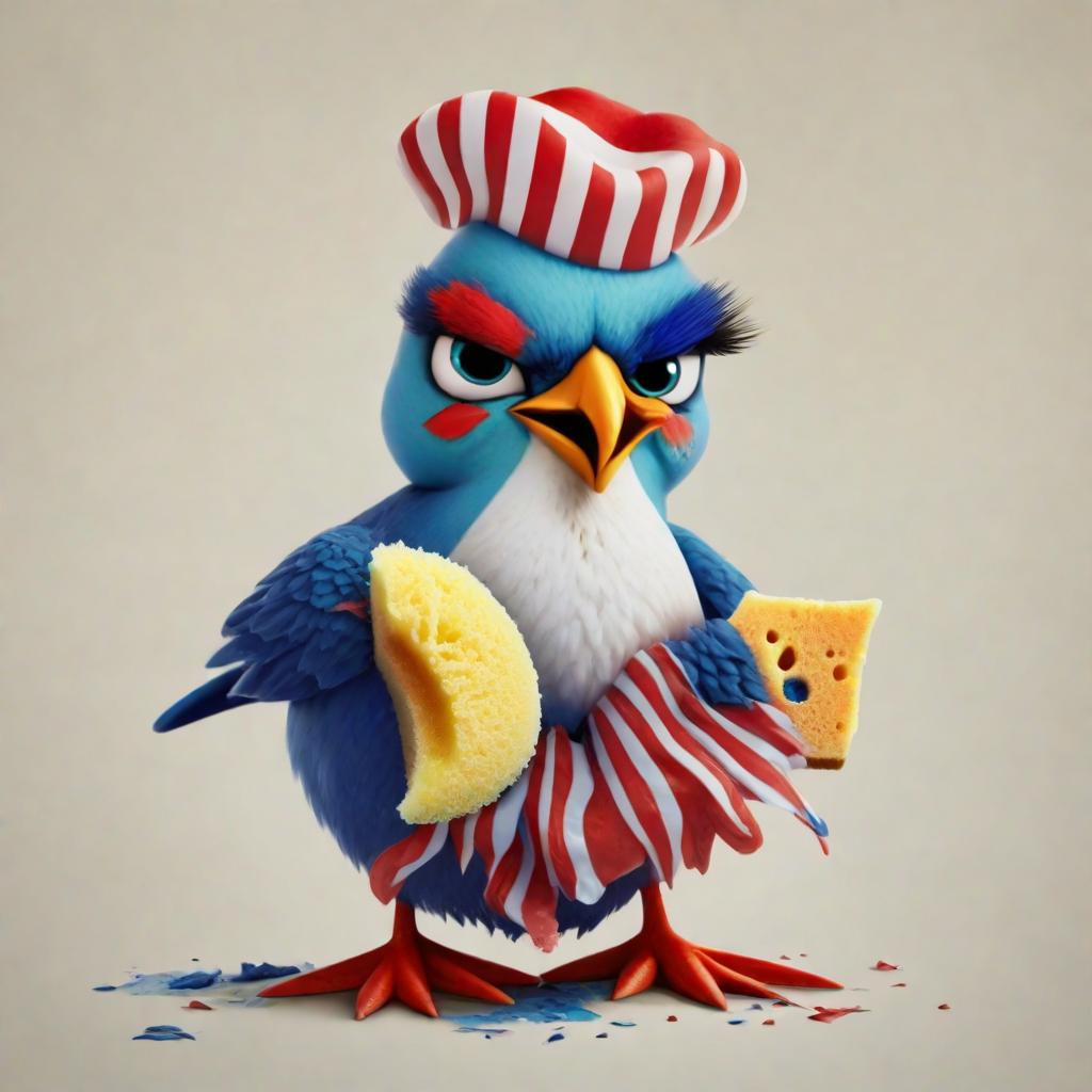  patriotic mean bird holding a sponge