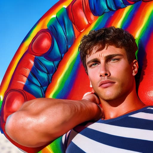 portrait+ style baywatch queer brunette hunk dude face