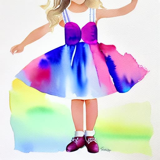  Little girl dress watercolour