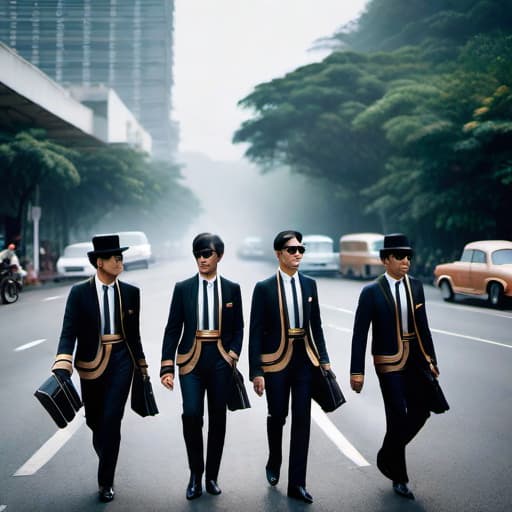  The Beatle in Thailand hyperrealistic, full body, detailed clothing, highly detailed, cinematic lighting, stunningly beautiful, intricate, sharp focus, f/1. 8, 85mm, (centered image composition), (professionally color graded), ((bright soft diffused light)), volumetric fog, trending on instagram, trending on tumblr, HDR 4K, 8K