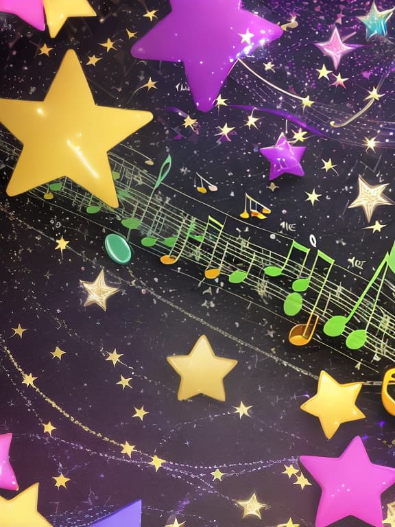  Cute musical notes and sparkling stars and gems wallpaper