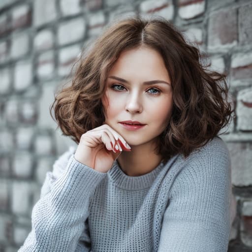 portrait+ style russian humorist brunette female face