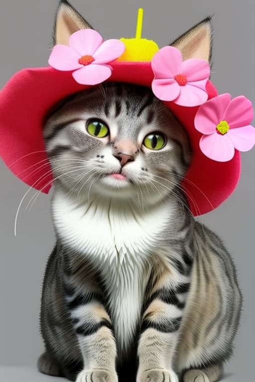  A cat with flower hat