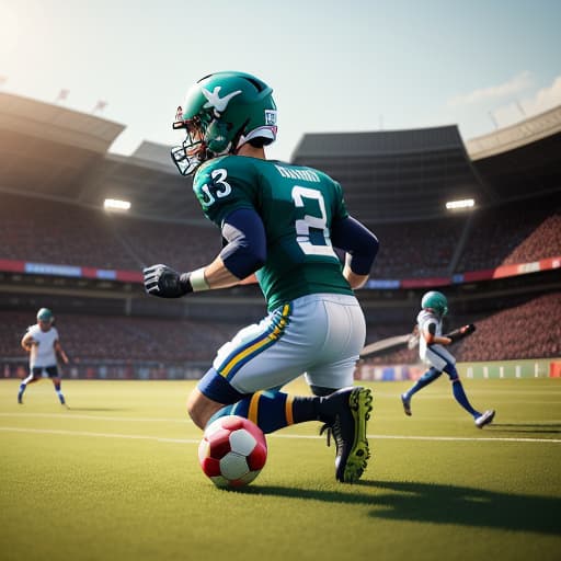  boys playing football , hyperrealistic, high quality, highly detailed, perfect lighting, intricate, sharp focus, f/1. 8, 85mm, (centered image composition), (professionally color graded), ((bright soft diffused light)), trending on instagram, HDR 4K, 8K