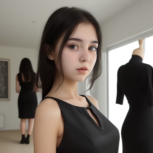  animate the girl , black dress looking attractive, Keep the face same