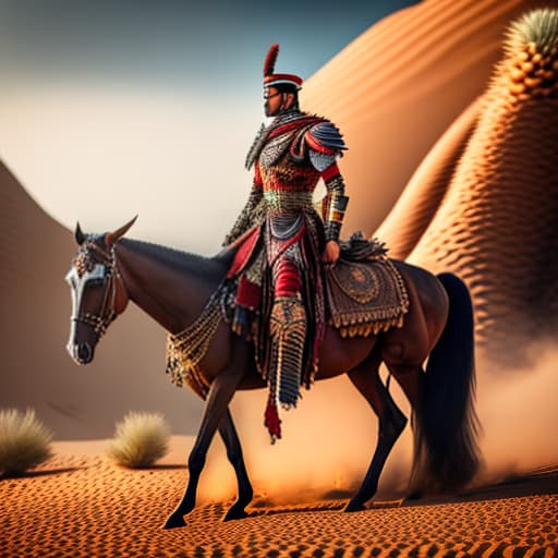 estilovintedois desert warrior hyperrealistic, full body, detailed clothing, highly detailed, cinematic lighting, stunningly beautiful, intricate, sharp focus, f/1. 8, 85mm, (centered image composition), (professionally color graded), ((bright soft diffused light)), volumetric fog, trending on instagram, trending on tumblr, HDR 4K, 8K