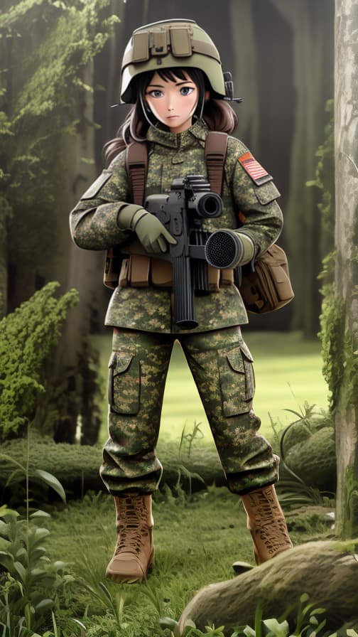  Commando camouflage clothing Machine gun equipment Combat Girls