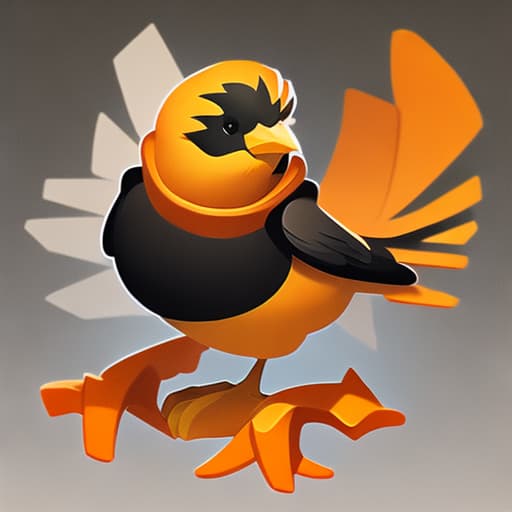  Masterpiece,High Quality,High resolution,The highest resolution,White background,Complicated details,Highest quality,game icon,game icon insute,cartoon_style,full body , a funny  bird, yellow, orange, (black background)