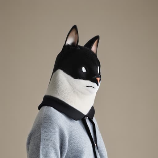 portrait+ style Cat-penguin, cat head, penguin body