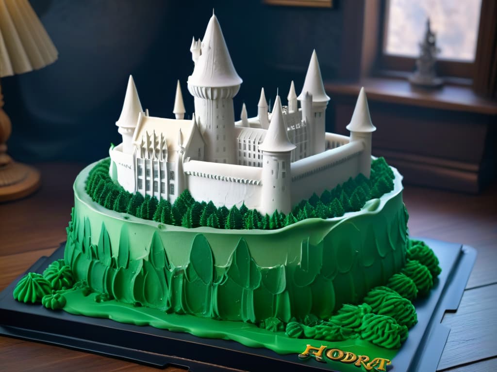  An ultradetailed 8k image of a sleek, minimalistic cake mold in the shape of Hogwarts Castle, intricately designed with turrets, towers, and windows, exuding an air of mystique and magic. The mold is crafted from highquality, foodgrade silicone, showcasing its durability and precision in capturing the essence of the iconic wizarding school. The image captures the fine details of the mold, highlighting its enchanting design that would surely delight any Harry Potter fan looking to create a magical cake masterpiece. hyperrealistic, full body, detailed clothing, highly detailed, cinematic lighting, stunningly beautiful, intricate, sharp focus, f/1. 8, 85mm, (centered image composition), (professionally color graded), ((bright soft diffused light)), volumetric fog, trending on instagram, trending on tumblr, HDR 4K, 8K