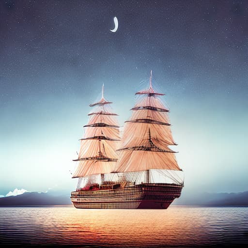 dublex style ship sinking under the moonlight