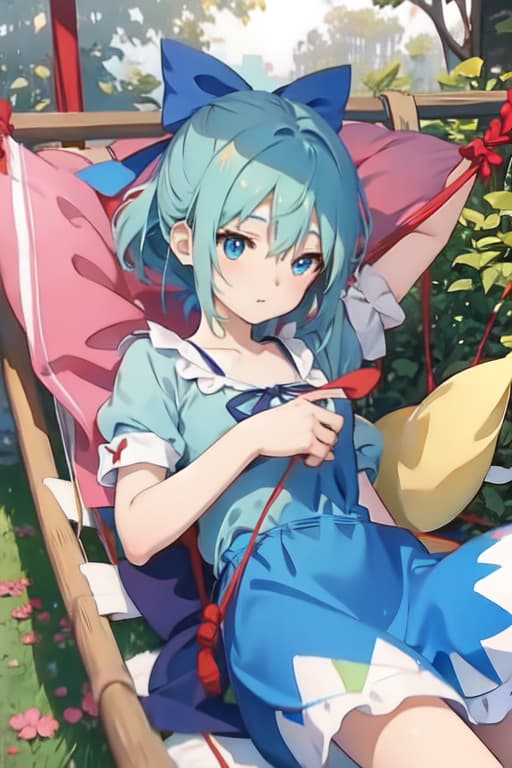  Cirno in a hammock, Ghibli Style