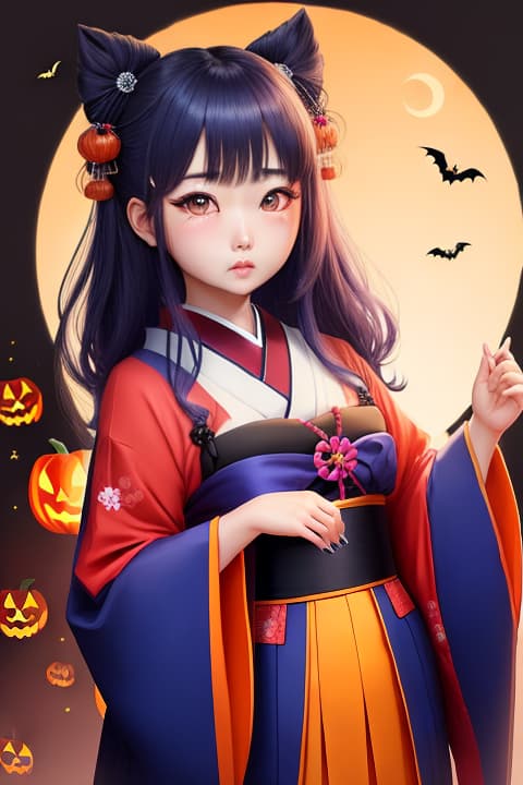  , Japanese ethnicity, Sad face, hair, Halloween clothes, 1girl, mature, cute face, model face, medium sized eyes, both eyes are same, colored hair, (centered in frame)+,