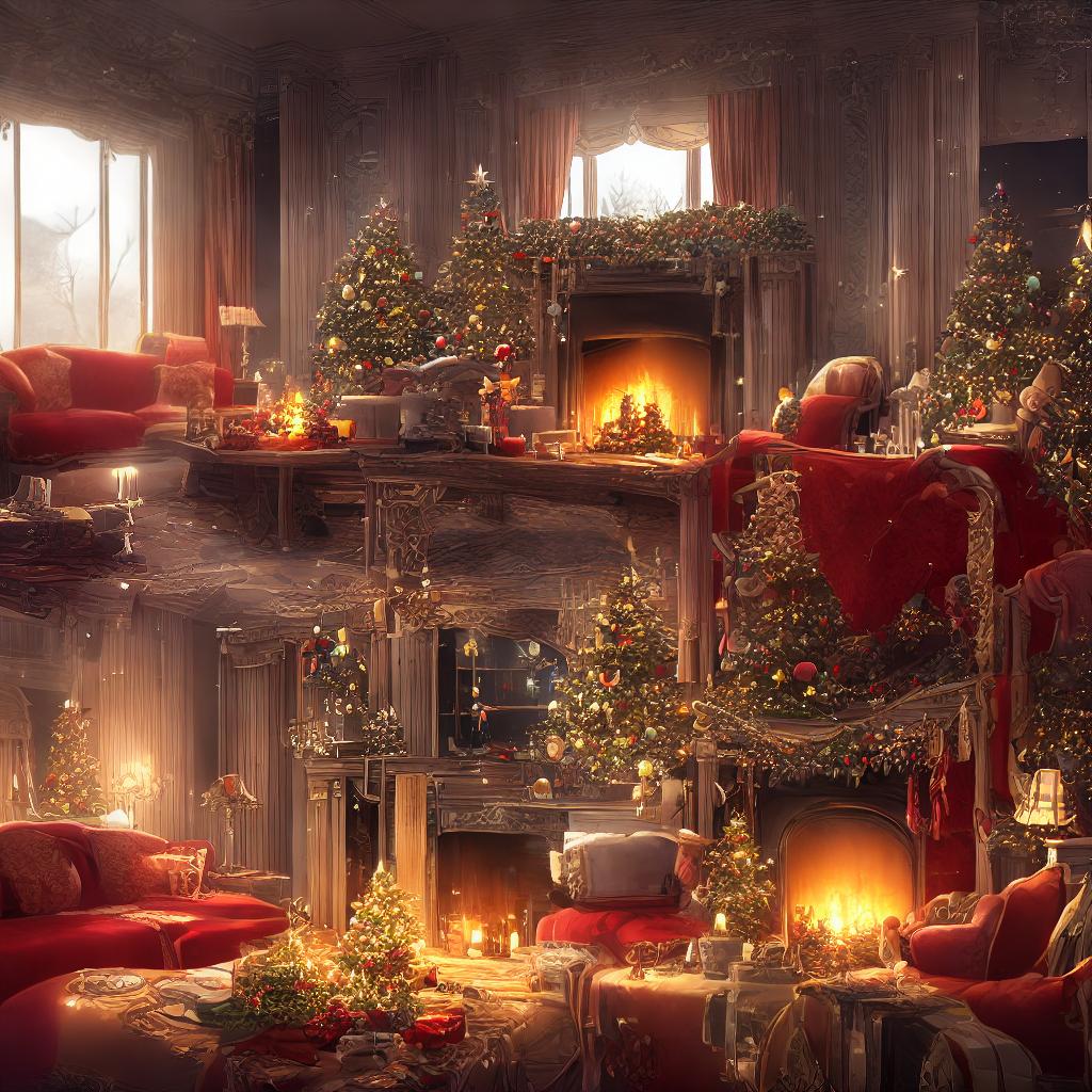  ((masterpiece)), (((best quality))), 8k, high detailed, ultra-detailed. A warm welcome Disney cartoon style. A cozy living room with a fireplace, plush sofas, and a large window overlooking a snowy landscape. (A family of anthropomorphic animals) gathers around the fireplace, exchanging gifts and laughter. The room is adorned with twinkling Christmas lights and colorful decorations. The (cartoon characters) wear festive sweaters and Santa hats, adding to the cheerful atmosphere. The fireplace crackles, casting a warm glow on the room, while outside, gentle snowflakes fall from the sky, creating a magical winter wonderland. hyperrealistic, full body, detailed clothing, highly detailed, cinematic lighting, stunningly beautiful, intricate, sharp focus, f/1. 8, 85mm, (centered image composition), (professionally color graded), ((bright soft diffused light)), volumetric fog, trending on instagram, trending on tumblr, HDR 4K, 8K