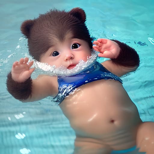  little baby bear swimming