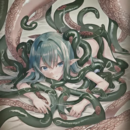   anime stuck in tentacles