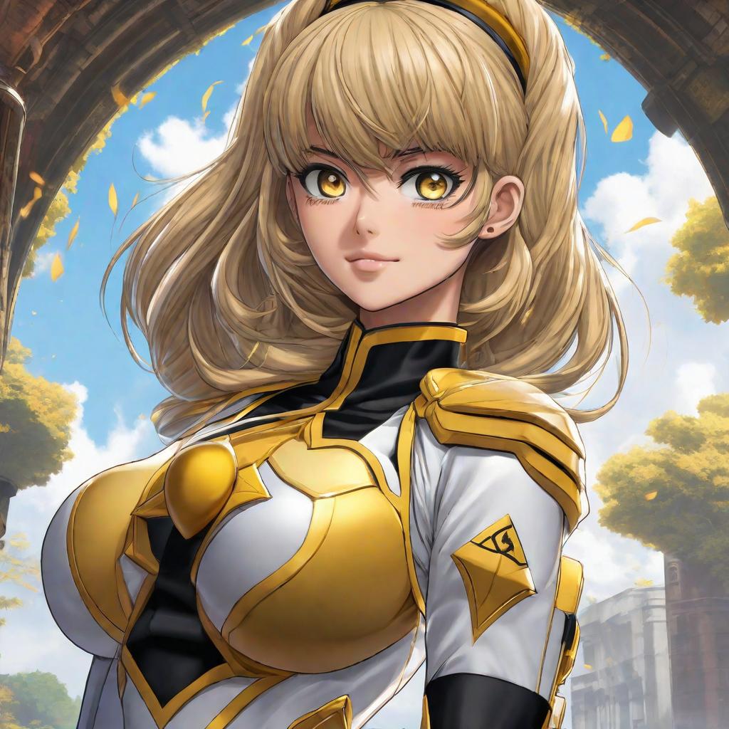  Chica de pelo negro corto con el uniforme de Boku no hero academy como ojos grandes y dorados y una nube dorada cerca de ella, anime concept art by Hayao Miyazaki, featured on pixiv, fantasy art, concept art, official art, high detailed hyperrealistic, full body, detailed clothing, highly detailed, cinematic lighting, stunningly beautiful, intricate, sharp focus, f/1. 8, 85mm, (centered image composition), (professionally color graded), ((bright soft diffused light)), volumetric fog, trending on instagram, trending on tumblr, HDR 4K, 8K