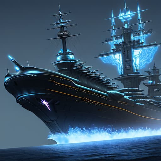  Fantasy sci-fi battleship ，