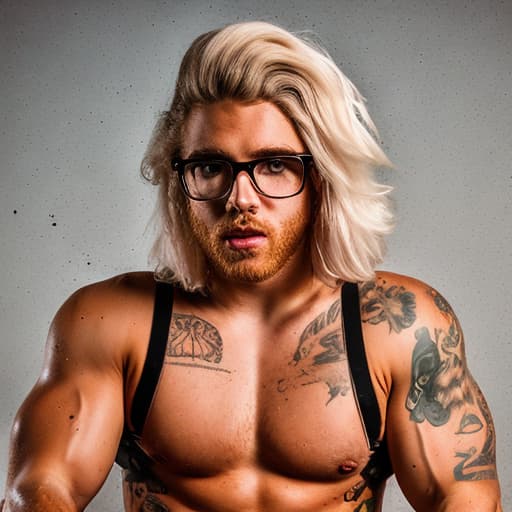 portrait+ style aew queer blonde hunk dude face