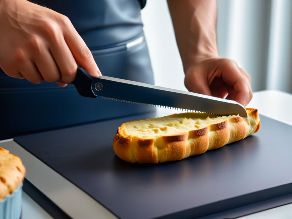  An ultradetailed closeup image of a sleek, modern onehanded pastry cutter tool, showcasing its ergonomic design with a comfortable grip and sharp stainless steel blade. The tool is placed on a matte black countertop, with soft natural light illuminating its polished surface, emphasizing its highquality craftsmanship and practicality for inclusive baking. hyperrealistic, full body, detailed clothing, highly detailed, cinematic lighting, stunningly beautiful, intricate, sharp focus, f/1. 8, 85mm, (centered image composition), (professionally color graded), ((bright soft diffused light)), volumetric fog, trending on instagram, trending on tumblr, HDR 4K, 8K