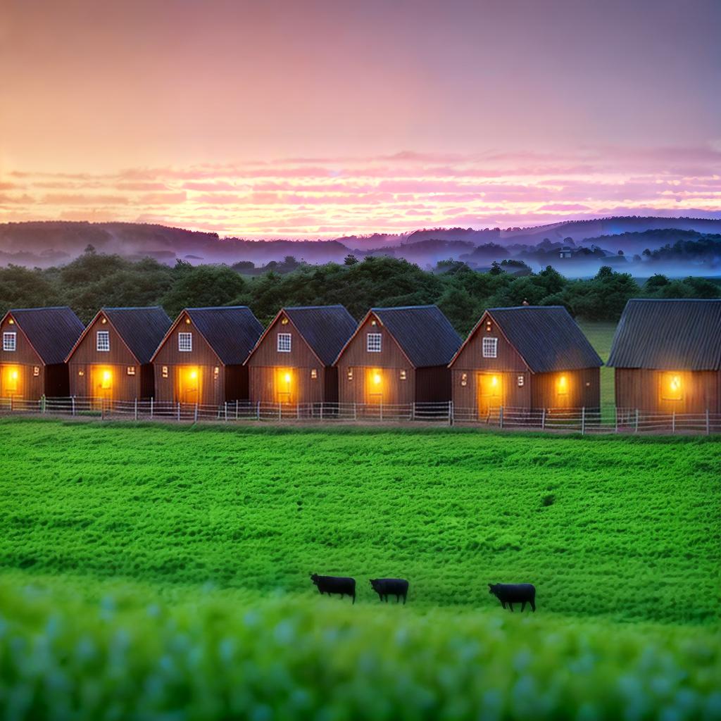  Village farm kyprey kettle health brew field huts cows sunset ,highly detailed, cinematic lighting, stunningly beautiful, intricate, sharp focus, f1. 8, 85mm, (centered image composition), (professionally color graded), ((bright soft diffused light)), volumetric fog, trending on instagram, trending on tumblr, HDR 4K, 8K