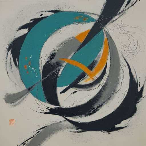  Abstract painting in the style of Chinese abstract painter Zhao Wuji.