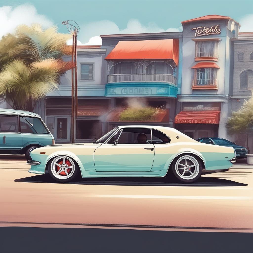  "Vector ilration, pop art, very light pastel colored, watercolor, sketch, car drifting, smoke, burn, 1 car, tuned JDM car, wide fenders, big rims, slammed, (drifting:1.2), on the road, Tokcity, parking lot, beautiful landscape, car, car, car." hyperrealistic, full body, detailed clothing, highly detailed, cinematic lighting, stunningly beautiful, intricate, sharp focus, f/1. 8, 85mm, (centered image composition), (professionally color graded), ((bright soft diffused light)), volumetric fog, trending on instagram, trending on tumblr, HDR 4K, 8K