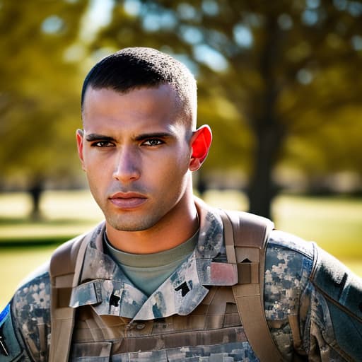 portrait+ style American current soldier shooting