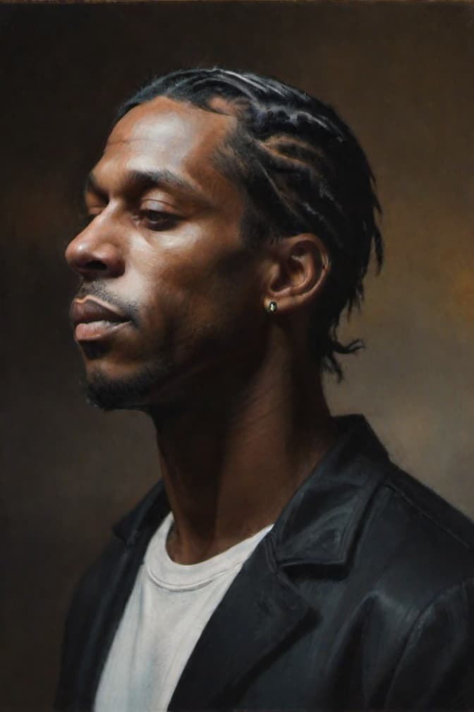  , travis scott hyperrealistic, full body, detailed clothing, highly detailed, cinematic lighting, stunningly beautiful, intricate, sharp focus, f/1. 8, 85mm, (centered image composition), (professionally color graded), ((bright soft diffused light)), volumetric fog, trending on instagram, trending on tumblr, HDR 4K, 8K