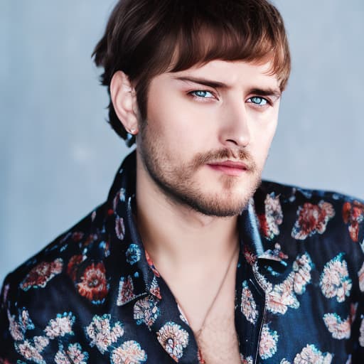 portrait+ style Russian queer pop singer brunette hunk dude face