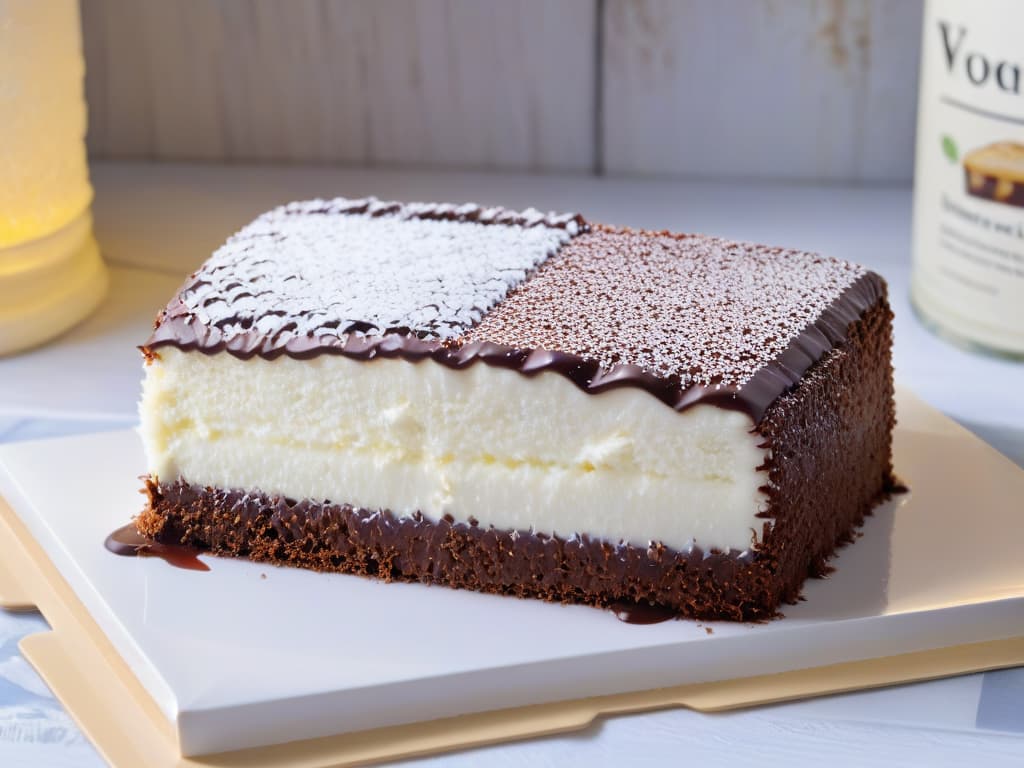  A closeup photorealistic image of a freshly baked Lamington, showcasing the fluffy sponge cake coated in a smooth chocolate glaze and sprinkled generously with desiccated coconut. The lighting highlights the glossy sheen of the chocolate and the delicate texture of the coconut, evoking a sense of decadence and culinary mastery. The background is softly blurred to keep the focus solely on the tantalizing details of the Lamington, inviting viewers to indulge in the art of creating this perfect homemade treat. hyperrealistic, full body, detailed clothing, highly detailed, cinematic lighting, stunningly beautiful, intricate, sharp focus, f/1. 8, 85mm, (centered image composition), (professionally color graded), ((bright soft diffused light)), volumetric fog, trending on instagram, trending on tumblr, HDR 4K, 8K