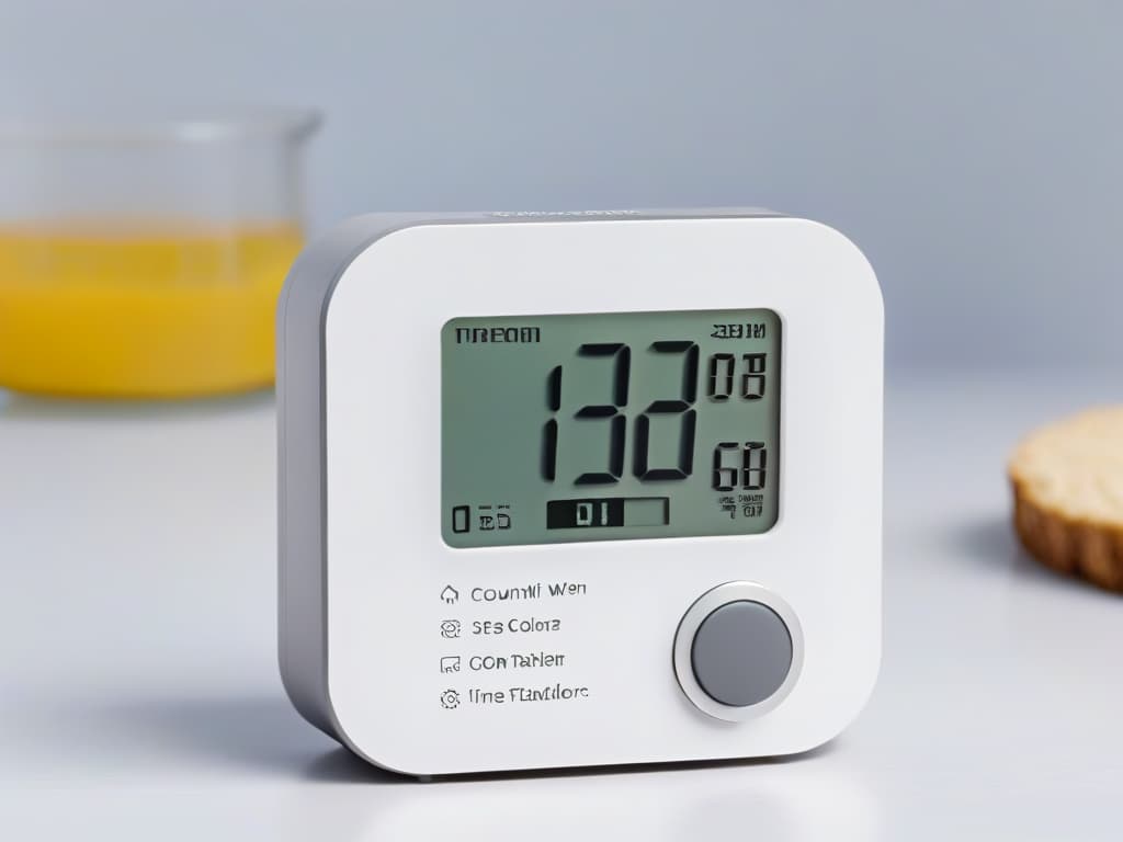  An ultradetailed and minimalist image of a sleek digital kitchen timer with a modern design, featuring a large display showing the countdown in vibrant, easytoread numbers. The timer is set against a soft, neutral background to emphasize its simplicity and functionality, highlighting its essential role in time management for baking and cooking tasks. hyperrealistic, full body, detailed clothing, highly detailed, cinematic lighting, stunningly beautiful, intricate, sharp focus, f/1. 8, 85mm, (centered image composition), (professionally color graded), ((bright soft diffused light)), volumetric fog, trending on instagram, trending on tumblr, HDR 4K, 8K