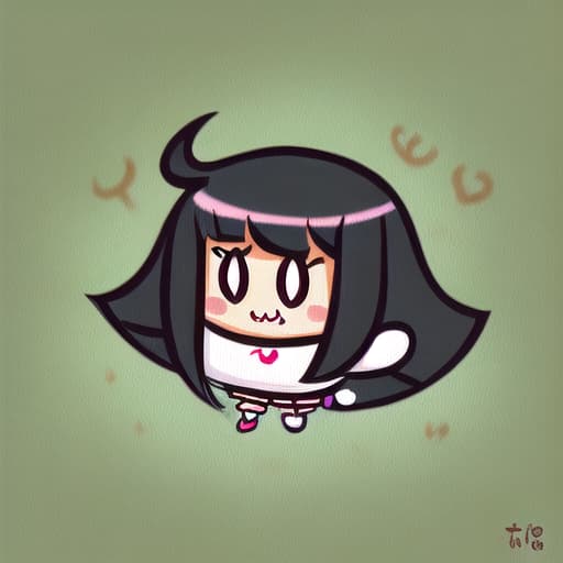  hair in a bang hairstyle. tinycore. cute cartoonishe designs. a digital illustration. kawaii punk.