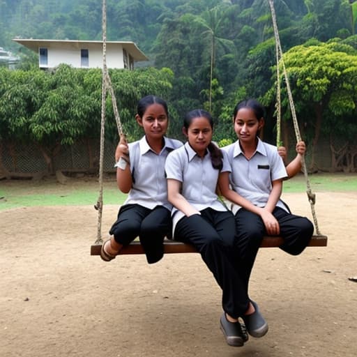  Mizoram student uniform up ing pissing show friends outdoor sit on swing