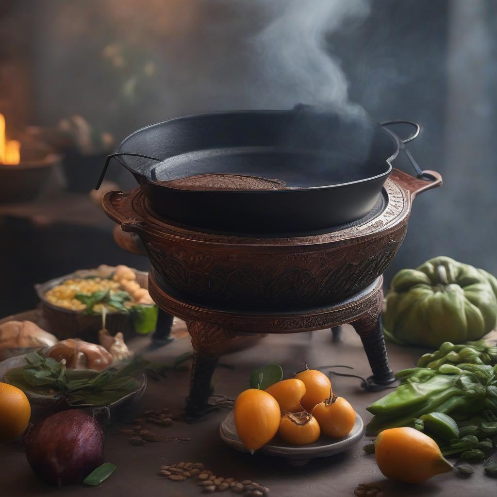  "Borani Kuku's Shorba in a Cast Iron Cocotte" hyperrealistic, full body, detailed clothing, highly detailed, cinematic lighting, stunningly beautiful, intricate, sharp focus, f/1. 8, 85mm, (centered image composition), (professionally color graded), ((bright soft diffused light)), volumetric fog, trending on instagram, trending on tumblr, HDR 4K, 8K